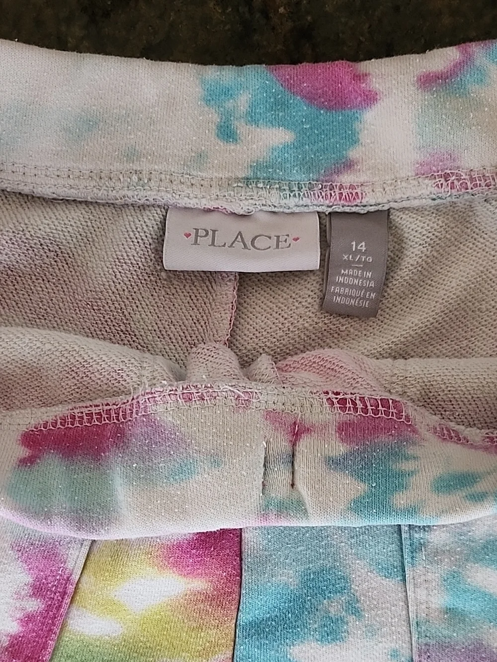 Children's Place Tie-Dye French Terry Lounge Shorts - Pink Multi - Size 14